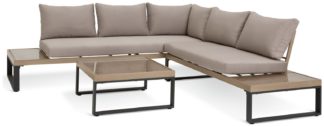 An Image of Habitat Zaria 5 Seater Metal Garden Corner Sofa Set -Natural