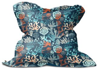 An Image of rucomfy Indoor Outdoor Squarbie Bean Bag - Blue
