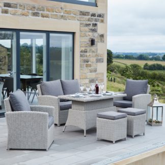 An Image of Barbados Slate Grey 2 Seater Lounge Set with Ceramic Top Slate (Grey)