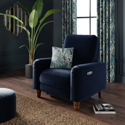 An Image of Beatrice Luxe Navy Matte Velvet Power Recliner Armchair Matte Velvet Luxe Navy