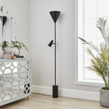 An Image of Heidi Industrial 2 Light Metal Floor Lamp Black