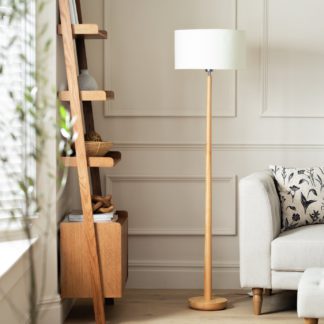 An Image of Habitat Rubber Wood Tapered Floor Lamp - Natural