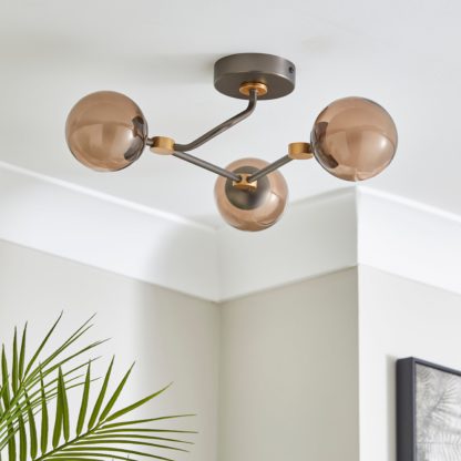 An Image of Molecular Industrial 3 Light Adjustable Flush Ceiling Light Smoke (Grey)