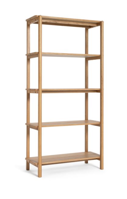 An Image of Habitat Nel Deep Oak Veneer Bookcase - Oak