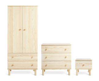 An Image of Habitat Akio 3 Piece 2 Door Wardrobe Set - Pine