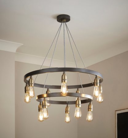 An Image of Marsden Industrial Hoop Ceiling Light Grey