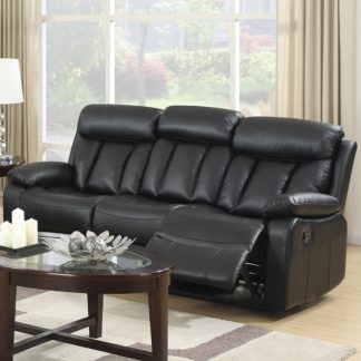 An Image of Merrion Faux Leather 3 Seater Manual Recliner Sofa Black