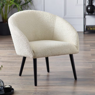 An Image of Amari – Boucle Accent Chair – Ivory – Boucle Fabric - Make It Homely