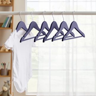 An Image of Pack of 6 Kid's Wooden Hangers Navy Blue