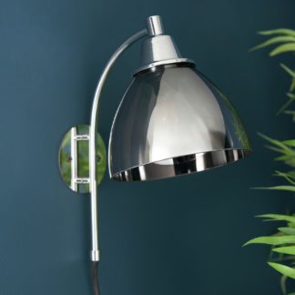 An Image of Shore Light Bartlett Metal&Glass Plugin Wall Light-SmokeGrey