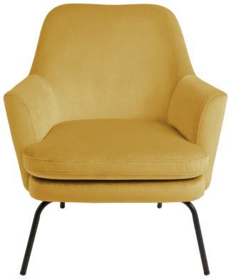 An Image of Habitat Celine Velvet Accent Chair - Mustard