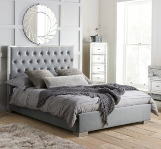An Image of Chelsea - King Size – Low Foot-End Bed Frame – Grey/Silver - Velvet - 5ft – Happy Beds