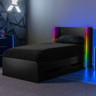 An Image of Electra Gaming Bed with Underbed Storage Drawers and LED Lights Black
