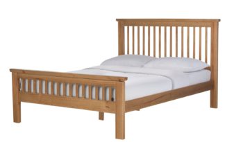 An Image of Argos Home Aubrey Kingsize Wooden Bed Frame - Oak Stain