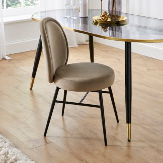 An Image of Renata Velvet Dining Chair Mole (Brown)
