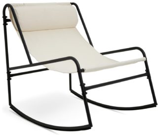 An Image of Habitat Teka Metal Rocking Garden Chair - Cream