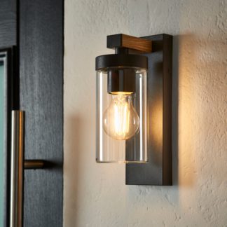 An Image of Fulton Industrial Indoor Outdoor Wall Light Black