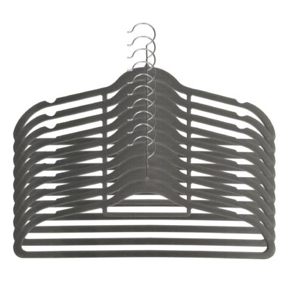 ba645eee8428d1dd63c60858cf440730ba366b12ae7f61def56416a05ee94055.jpg An Image of Pack Of 10 Black Flocked Hangers Black