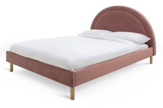 An Image of Habitat Sol Sunrise Double Velvet Bed Frame - Pink