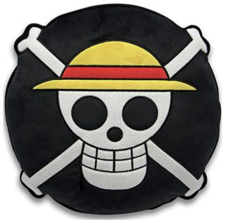 An Image of One Piece Skull Premium Cushion - Black - 35x8cm