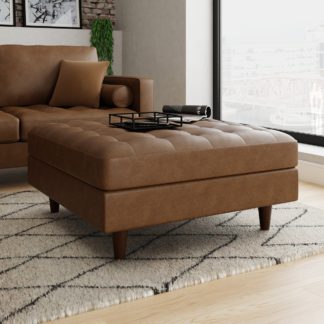 An Image of Zoe Faux Leather Square Footstool with Storage Faux Leather Mocha