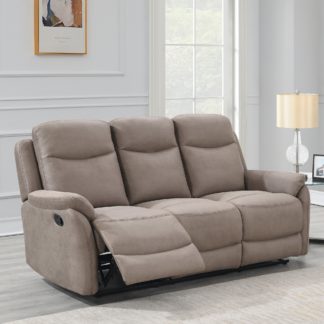 An Image of Evan Faux Suede 3 Seater Manual Recliner Sofa Beige