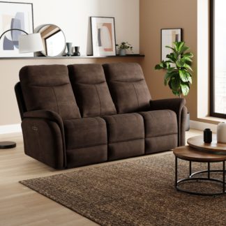 An Image of Monte Faux Suede Power Recliner 3 Seater Sofa Faux Suede Pinecone