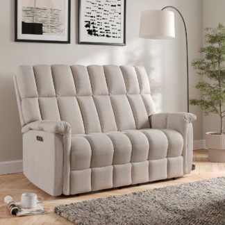 An Image of Spencer Chenille Power Recliner 2 Seater Sofa, Natural Natural