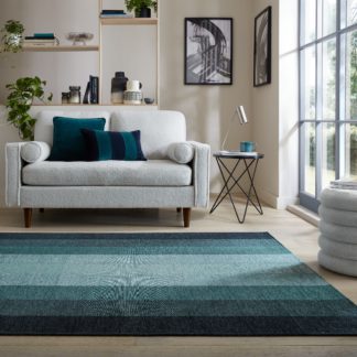 An Image of Ombre Stripe Rug Blue