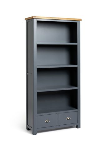 An Image of Habitat Kent Tall Oak Veneer Bookcase - Grey & Oak