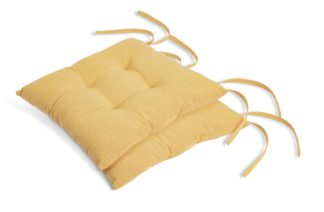 An Image of Habitat Chambray Pack of 2 Seat Cushions - Mustard
