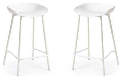 An Image of Julian Bowen Renzo Pair of Metal Bar Stools - Grey