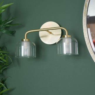 An Image of Shore Light Ava Metal & Glass 2 Light Wall Light - Gold