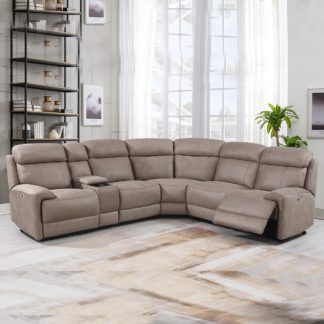 An Image of Campbell 2 Seater Electric Reclining Sofa with Integrated Wireless Charger and Speakers Beige