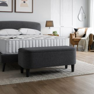 An Image of Modern Curves Woven End of Bed Storage Ottoman Charcoal