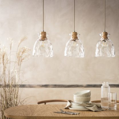 An Image of Habitat Dimple Glass 3 Light Bar Pendant Light - Clear