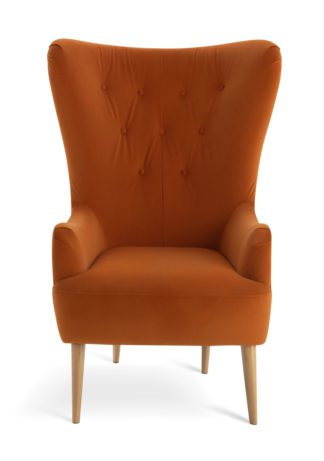 An Image of Habitat Vito Velvet Wingback Chair - Orange
