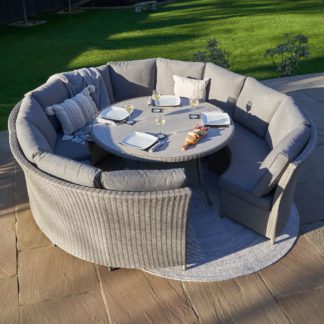 An Image of Bermuda Slate Grey Lounge Garden Dining Set with Ceramic Top Slate (Grey)