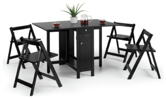 An Image of Julian Bowen Savoy Wood Veneer Dining Table & 4 Black Chairs