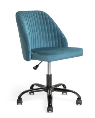 An Image of Habitat Nori Velvet Office Chair - Blue
