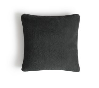 An Image of Habitat Faux Fur Cushion - Black - 43x43cm