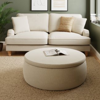 An Image of Large Round Storage Pouffe, Luna Natural Natural