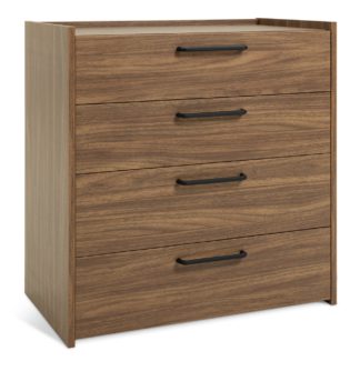 An Image of Habitat Oldham Wide 4 Drawer Chest - Walnut