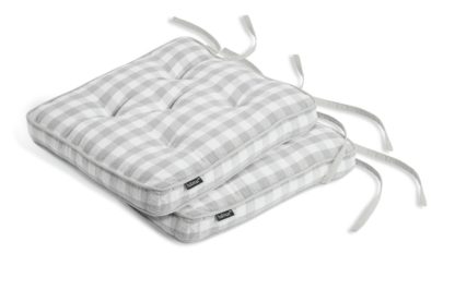 An Image of Habitat Grey Gingham Pack of 2 Seat Cushion - Grey