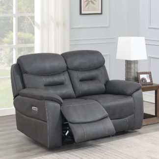 An Image of Leroy 2 Seater Electric Recliner Sofa Grey