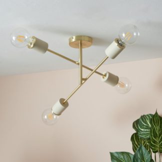 An Image of ShoreLight Jaida Metal 4Light Semi Flush Ceiling Light-Beige