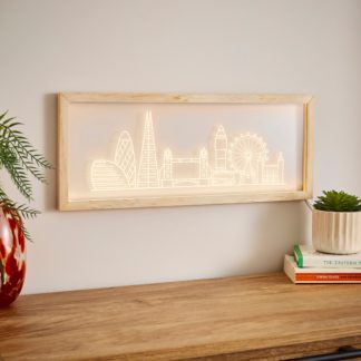 An Image of London Skyline Etched Neon Wall Light White