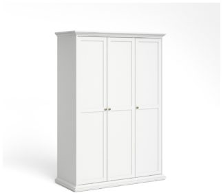 An Image of Tvilum Paris 3 Door Wardrobe - White