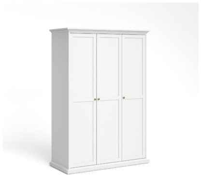 ea981d6cf0a6a90411f92fa685f9108452ad822bdc816ba5ed3ffede3ca0a9f0.jpg An Image of Tvilum Paris 3 Door Wardrobe - White