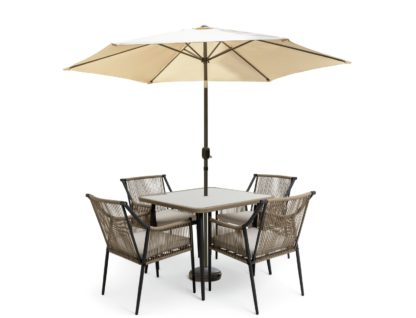 An Image of Habitat Pesaro 4 Seater Rattan Effect Garden Patio Set